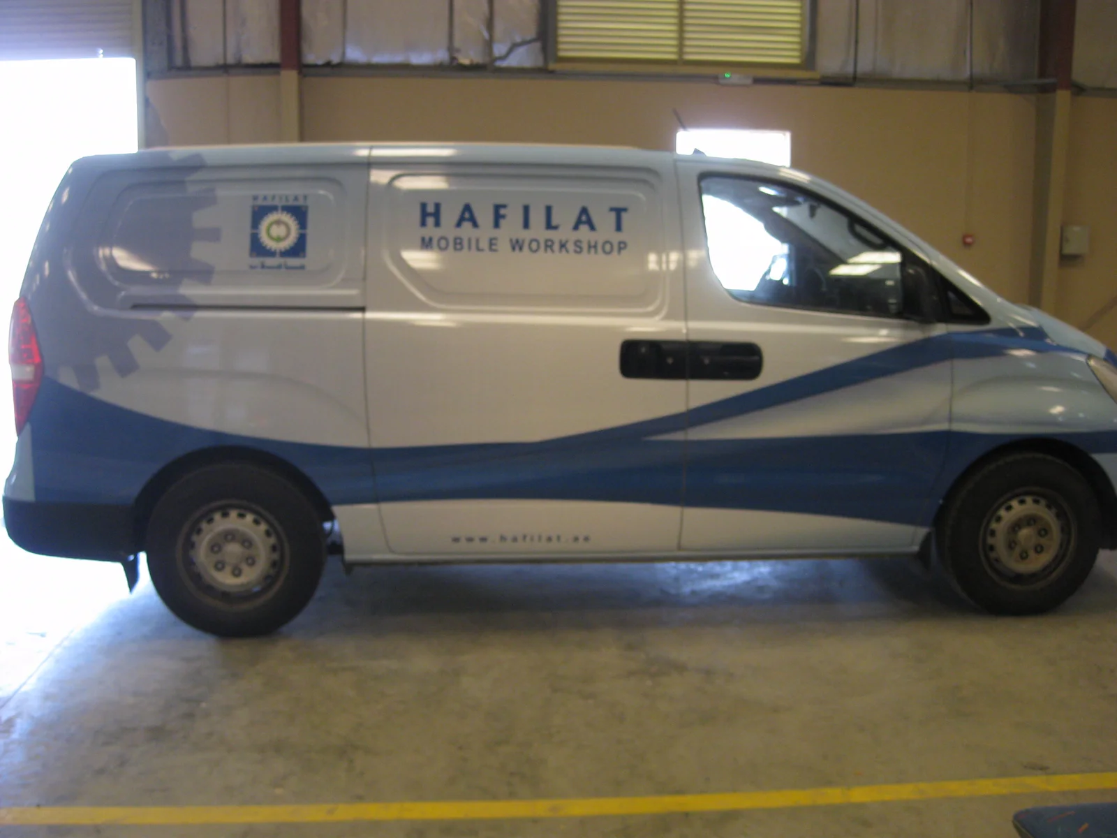 Side profile of Hafilat mobile workshop