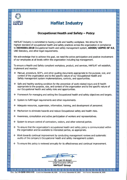 Occupational Health & Safety Policy